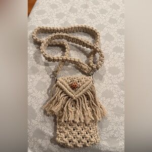 Handcrafted Beige Crochet Fringe Bag
